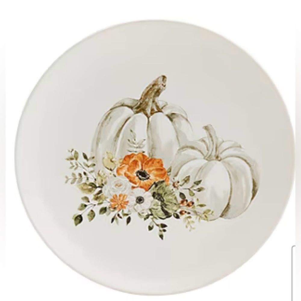 LAST SET / White Stoneware Pumpkin Salad/Side Plates, Set of 4